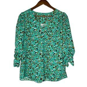 Joie Green Speckled Print V-neck Shirt Size Medium Women’s